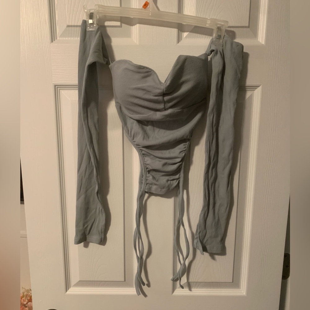 Light Blue Off-Shoulder Women's Top